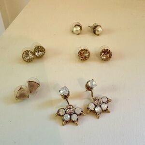 5 pairs of Stella & Dot earrings. Four Oversized studs. One ear jacket style.